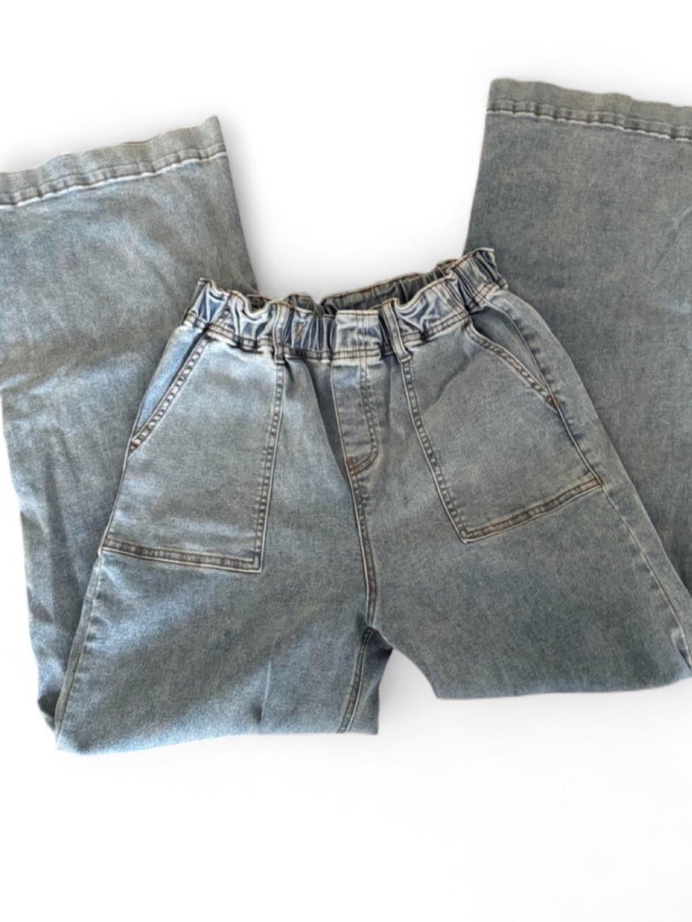 Women's Elastic Waist Light Wash Denim Jeans